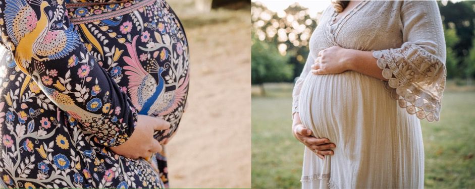 Schwangere Frauen halten ihre Babybäuche